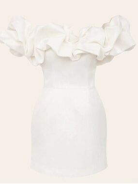 Meringue White Off-Shoulder Ruffle Mini Dress